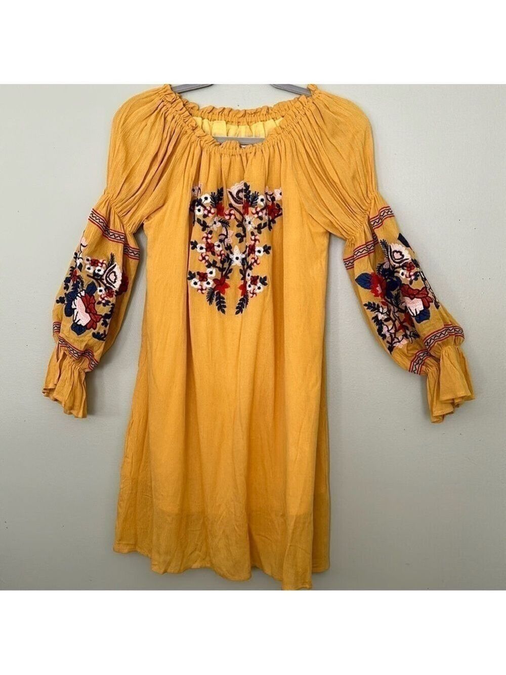 R. Vivimos yellow embroidered dress